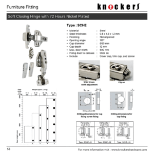 Soft Closing Hinge with 72 Hours Nickel Plated (Type: SCHE)