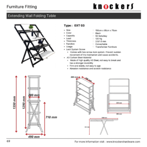 Extending Wall Folding Table (Tipe: EXT 03)