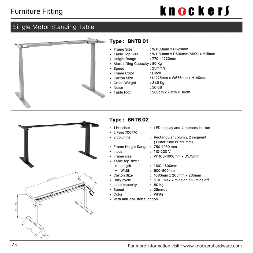 Single Motor Standing Table