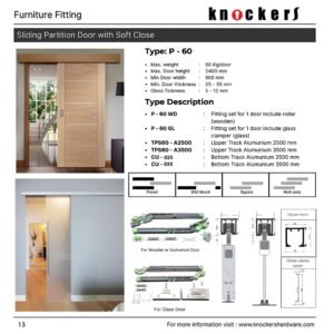 Sliding Partition Door with Soft Close ( Type P-60 )