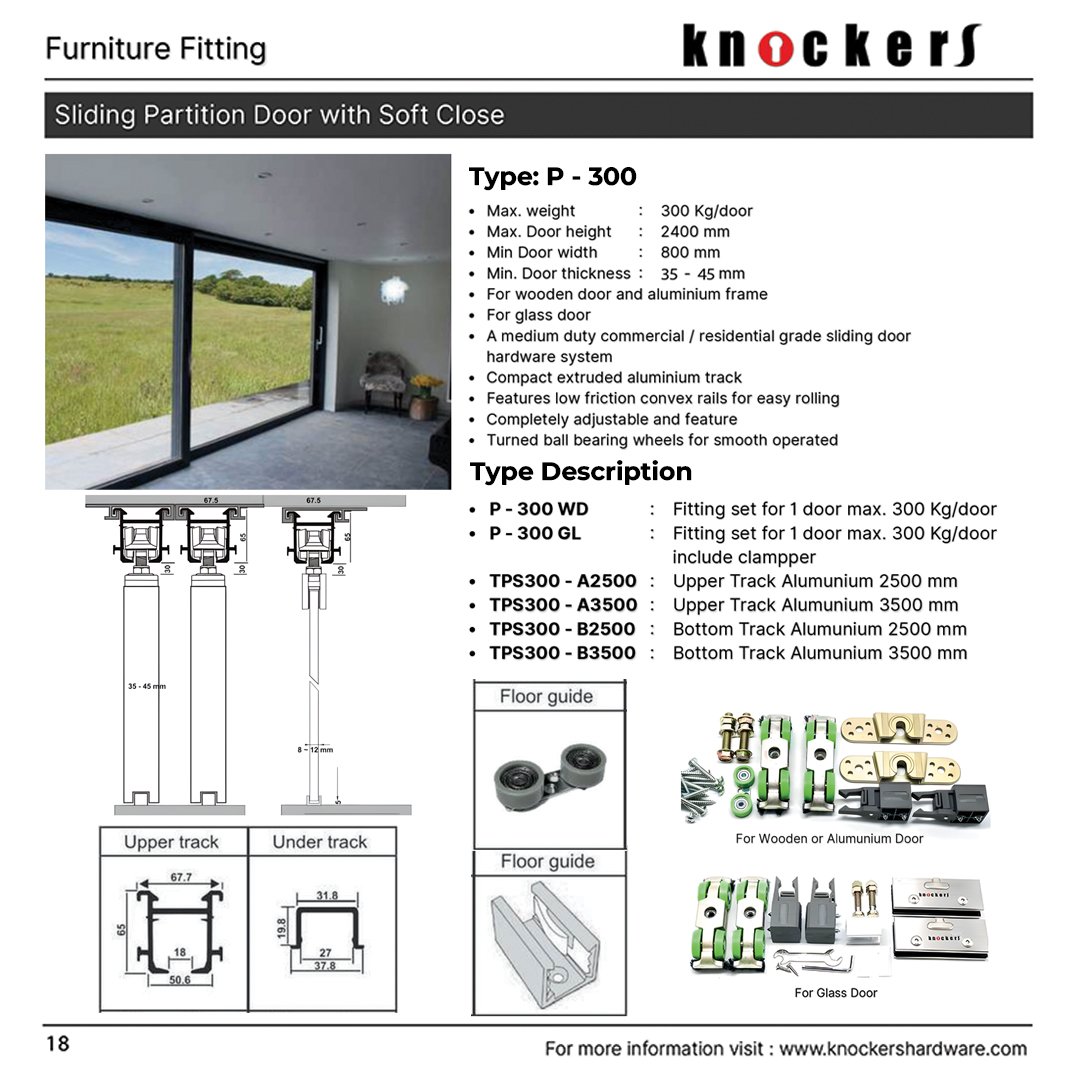 Sliding Partition Door with Soft Close (Ultra Heavy Duty Series)