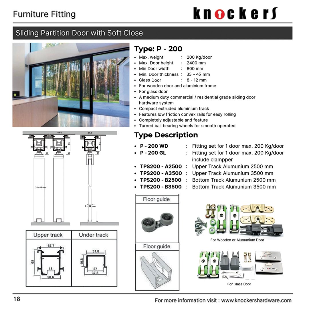 Sliding Partition Door with Soft Close (Heavy Duty Series)
