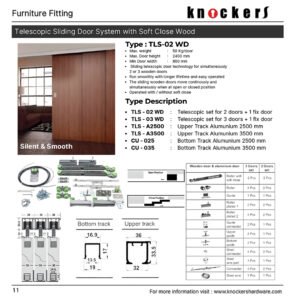 Telescopic Sliding Door System with Soft Close Wood