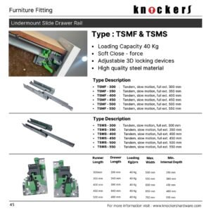 Undermount Slide Drawer Rail (Type: TSMF & TSMS)