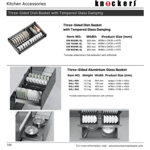 Three-Sided Dish Basket with Tempered Glass Damping