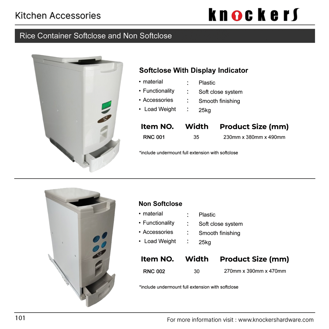 Rice Container Softclose and Non Softclose