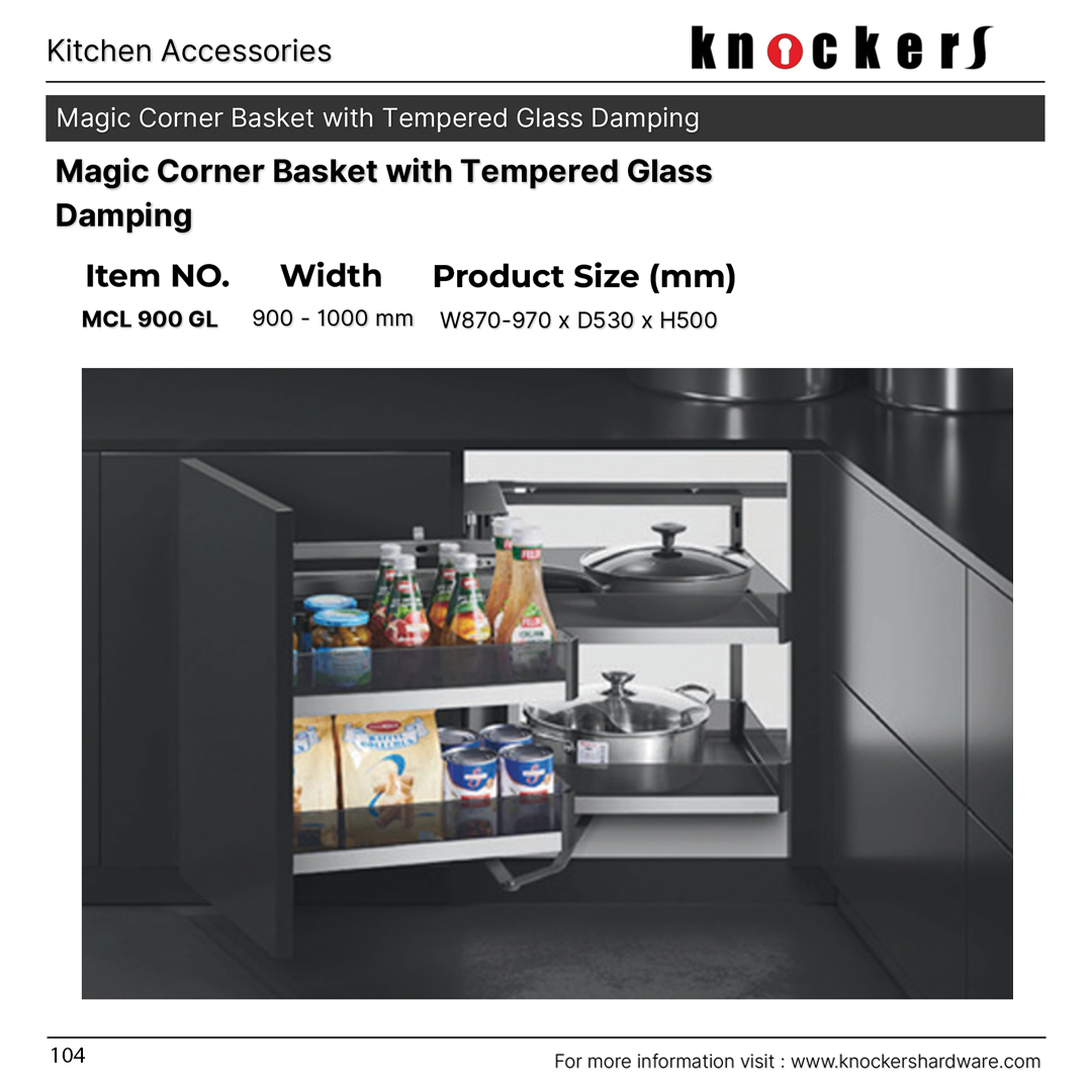 Magic Corner Basket with Tempered Glass Damping