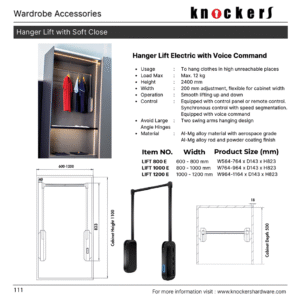 Hanger Lift Electric with Voice Command