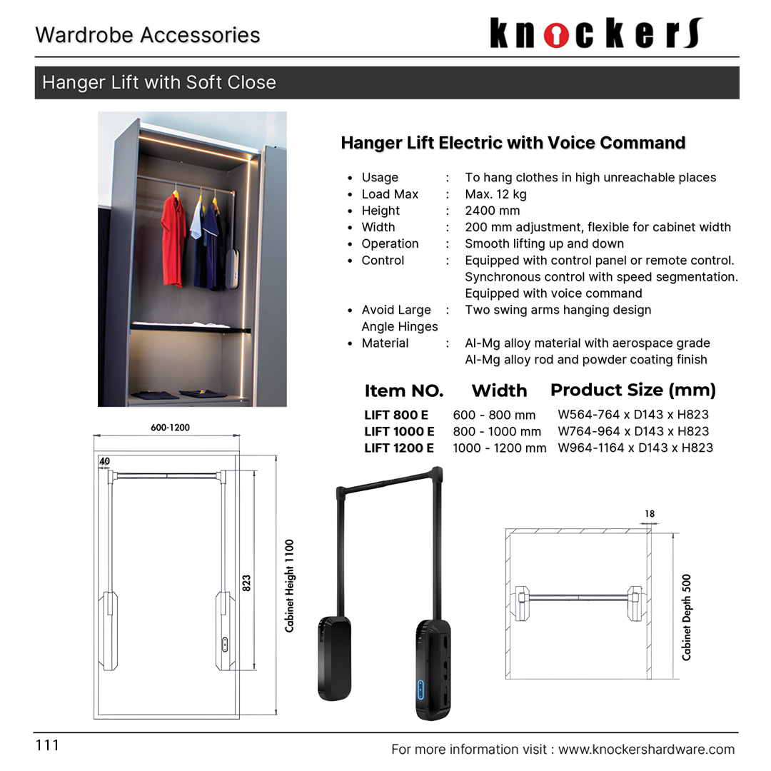 Hanger Lift Electric with Voice Command