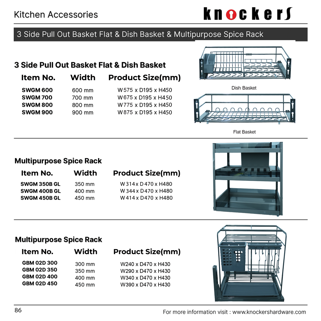 Multipurpose Pull Out Basket & Spice Rack