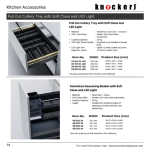 Pull Out Cutlery Tray with Soft Close and LED Light