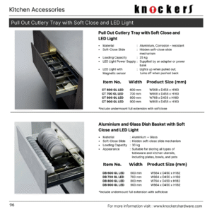 Pull Out Cutlery Tray with Soft Close and LED Light