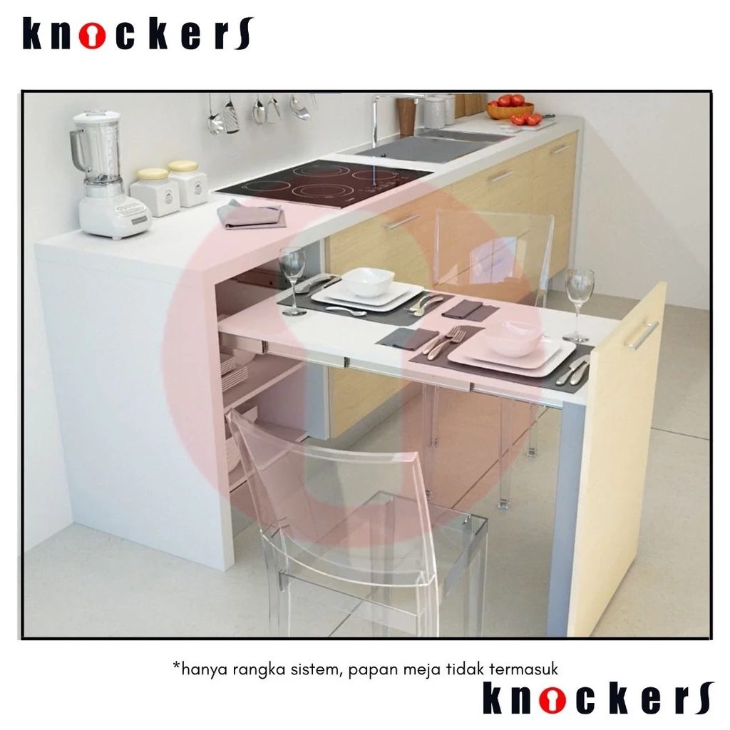 RANGKA MEJA TARIK HEMAT TEMPAT / EXTENDING DINING TABLE / TBF-02 / KNOCKERS INDONESIA - Gambar 4