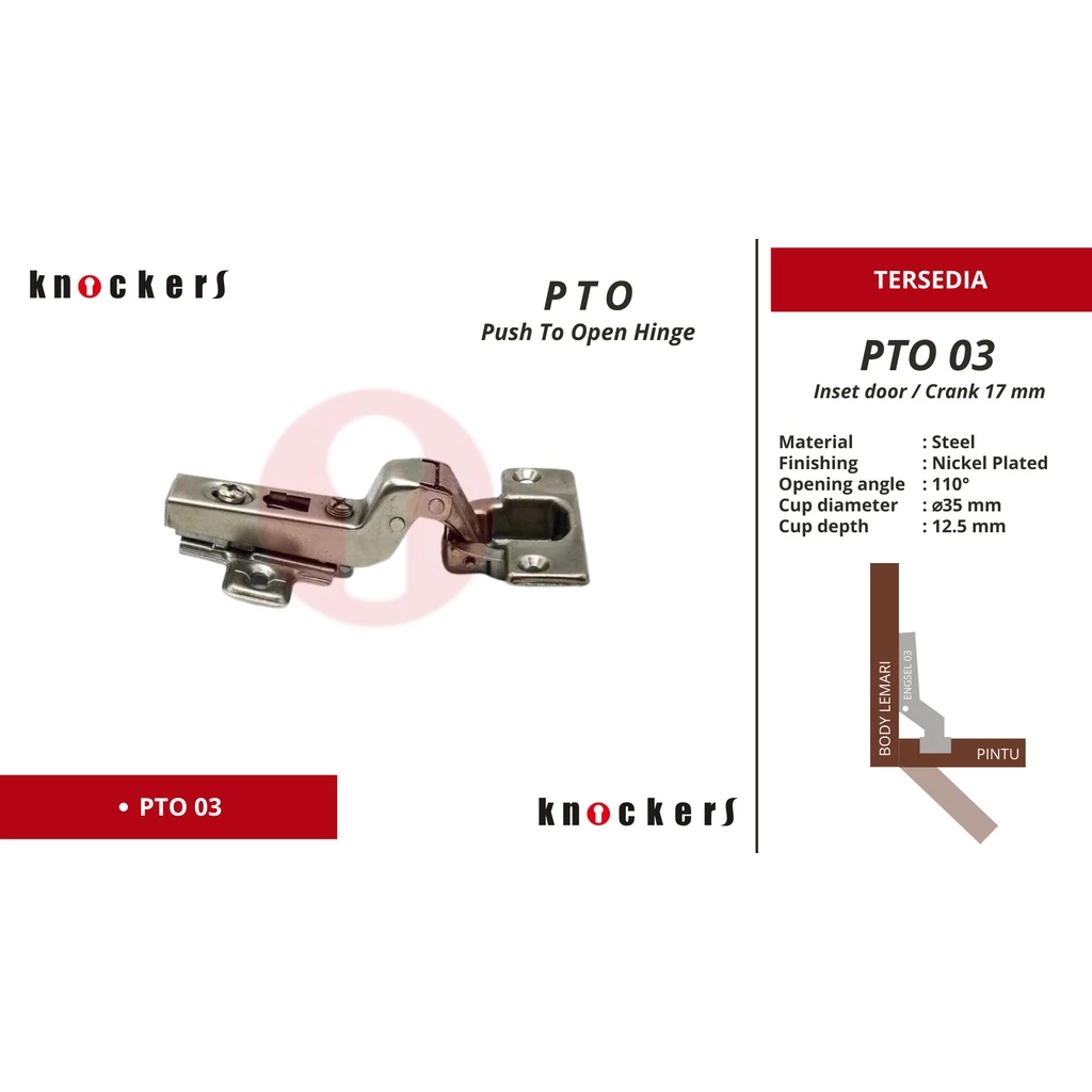 Knockers Engsel Push To Open PTO - Gambar 4