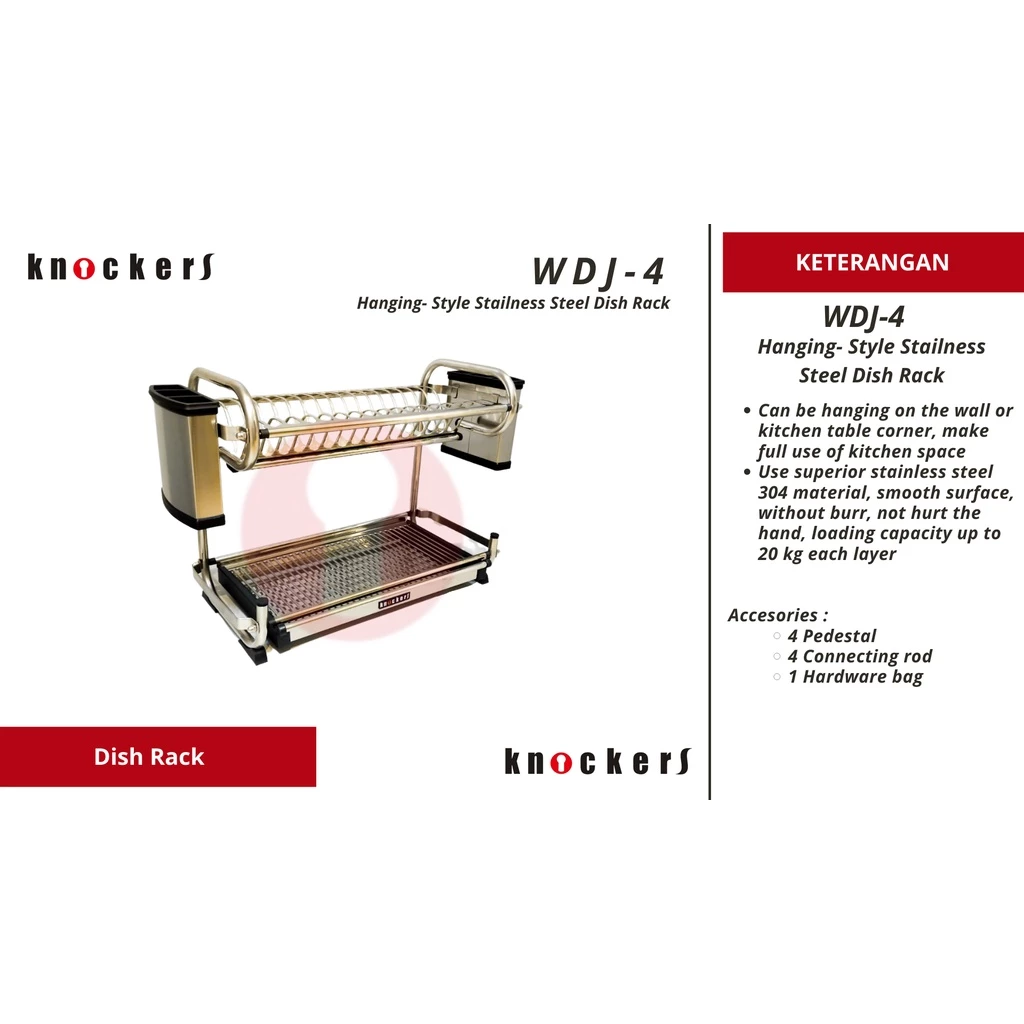TABLE STYLE 2 & 3 TIER STAINLESS STEEL 304 DISH RACK / WDJ / KNOCKERS INDONESIA